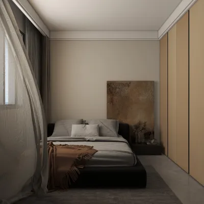 Minimalist Grey and Brown Bedroom Design