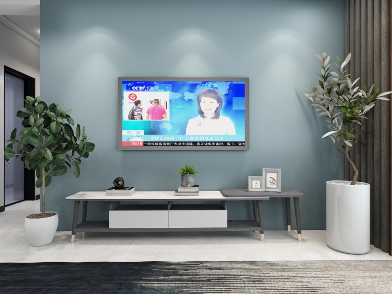 Minimalist Contemporary Living Room with Calm Blue