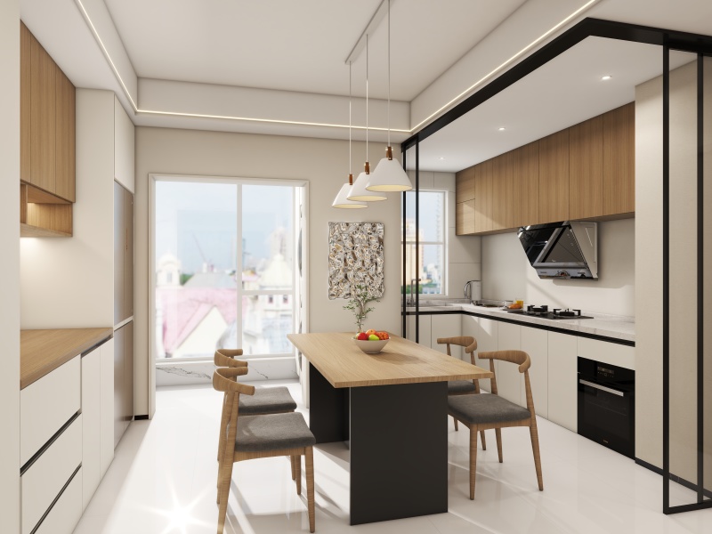 Modern Minimalist Dining & Kitchen Area