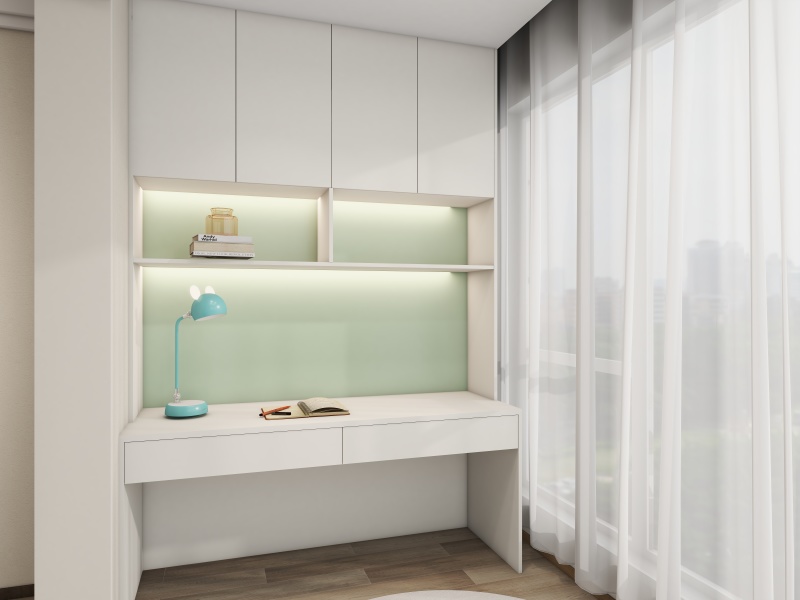 Minimalist Green Child's Study Nook