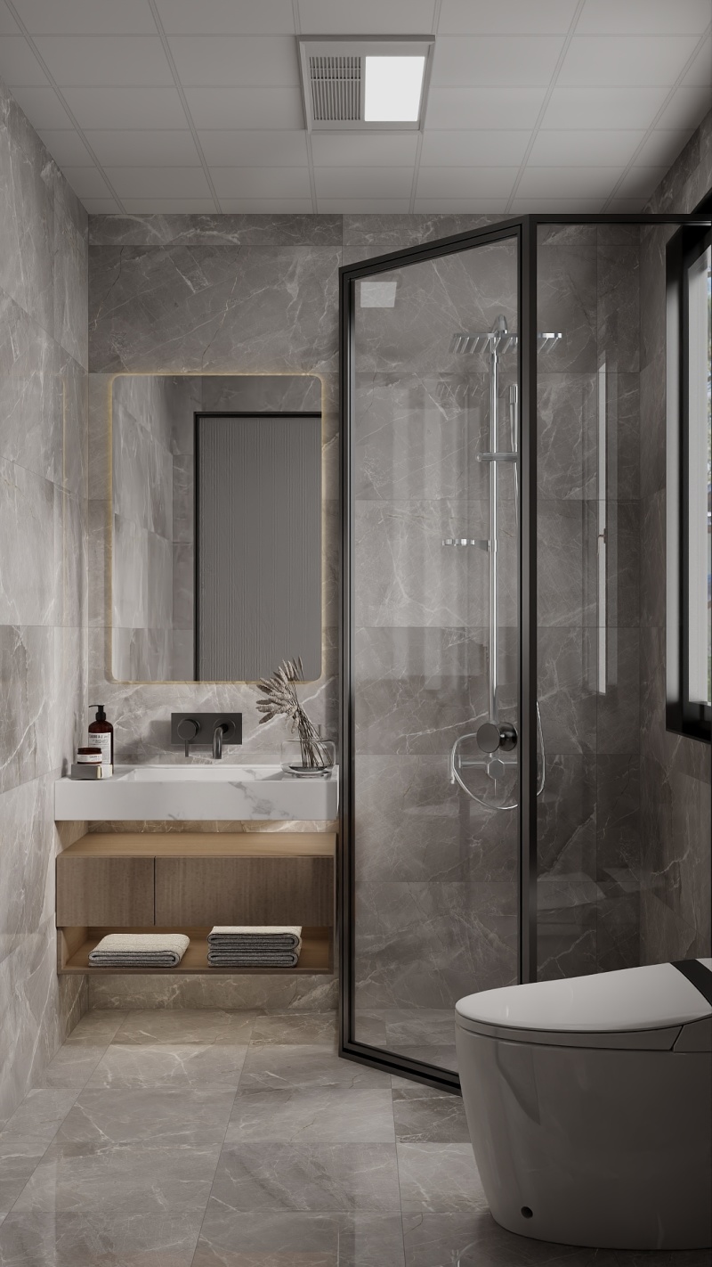 Modern Gray Bathroom with Elegant Touches