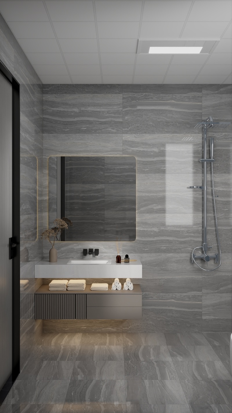 Modern Gray Bathroom with Elegant Design