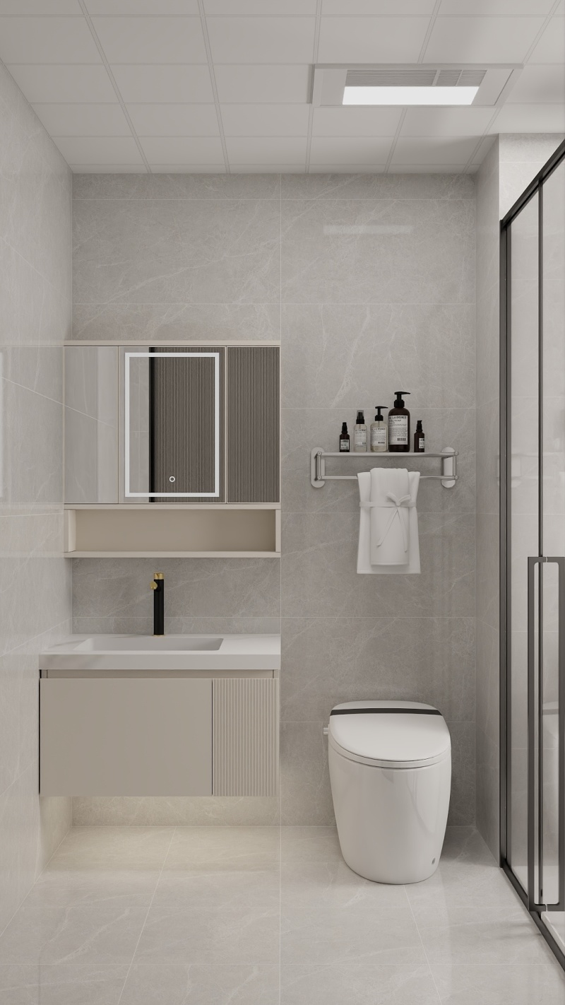 Modern Small Bathroom with Creamy Tone