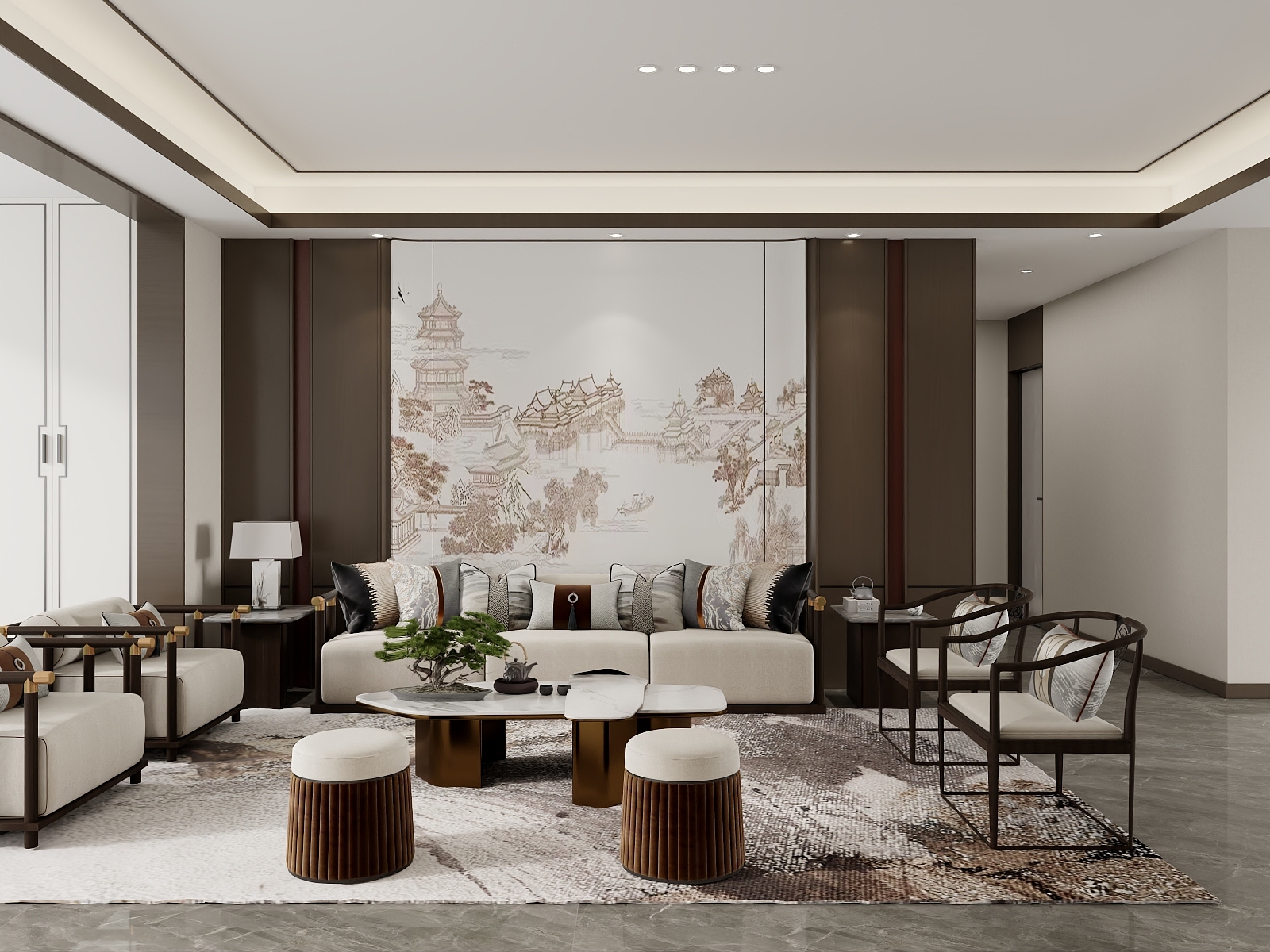 吴爽-264m²现代新中式复试装修效果图