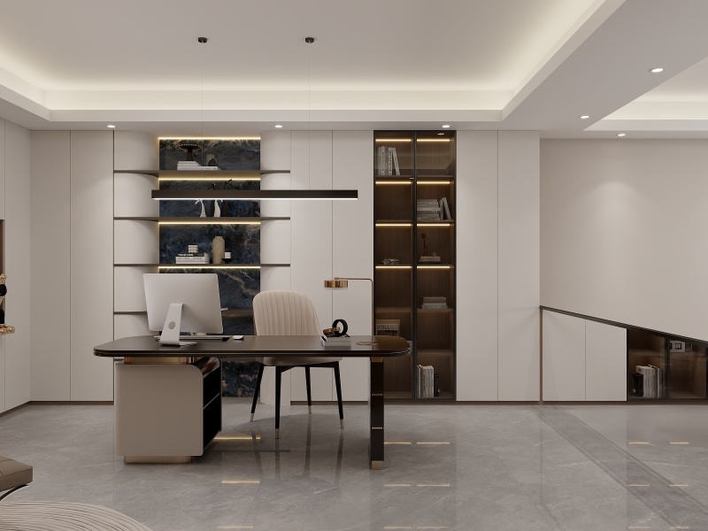 Contemporary Gray-White Study Office
