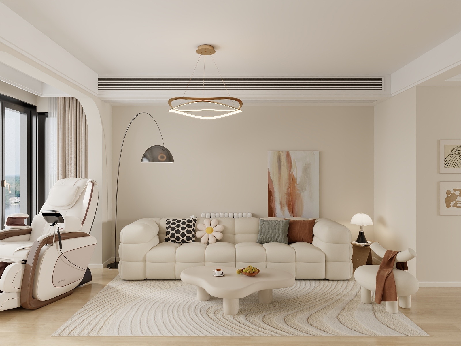 吴爽-88m²奶油风格两室装修效果图