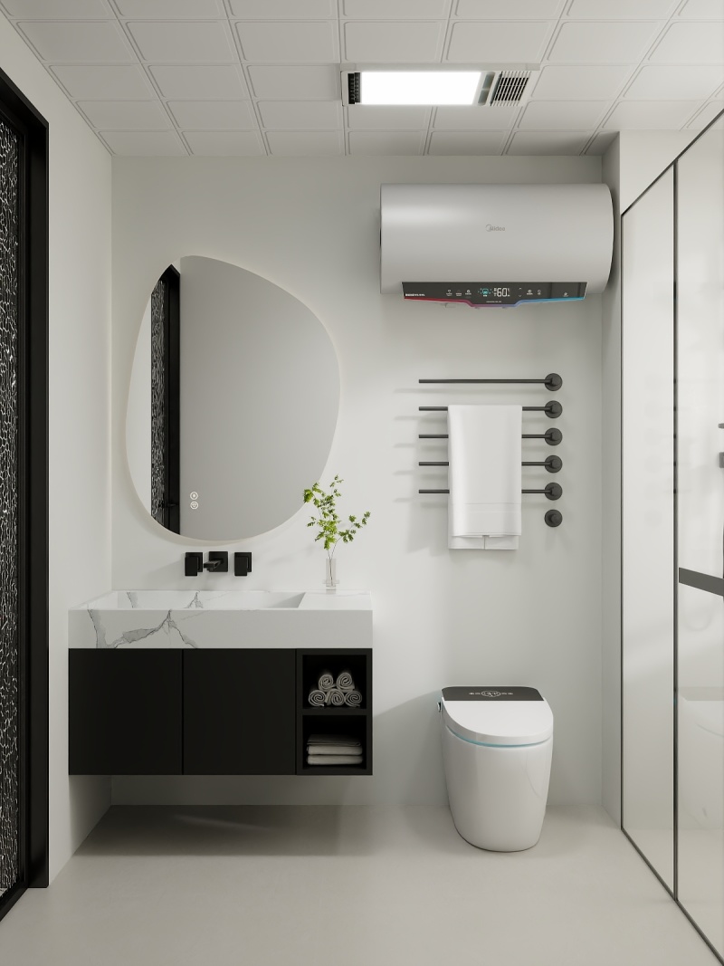 Modern Small Bathroom with Black & White