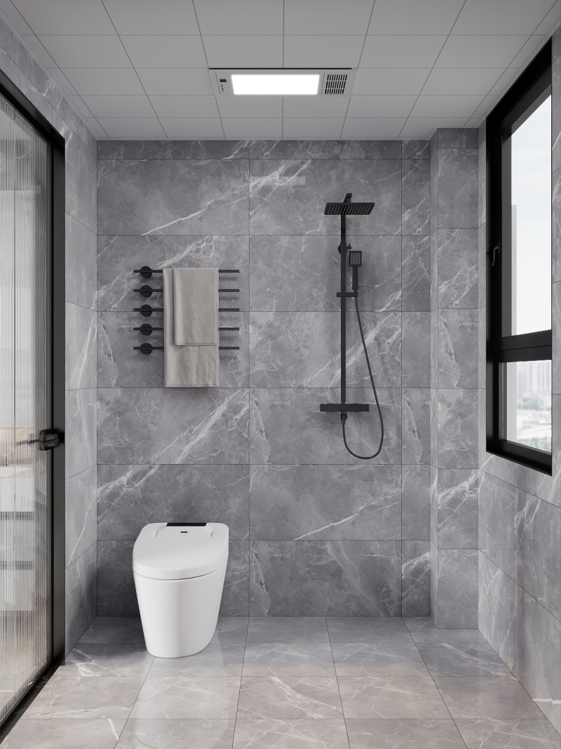 Modern Gray Bathroom with Minimalist Design