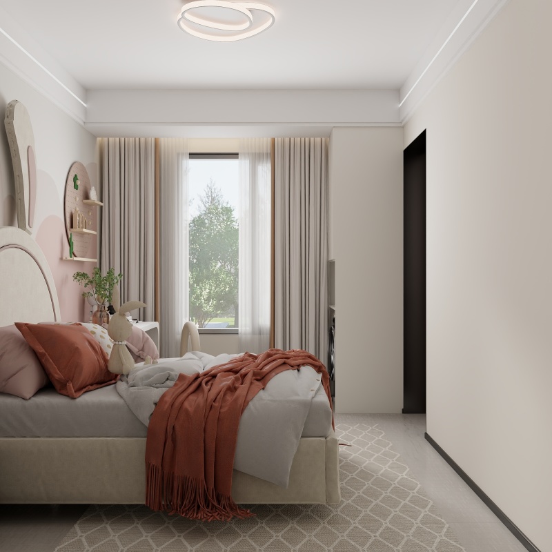 Minimalist Kids' Room with Pink Accents