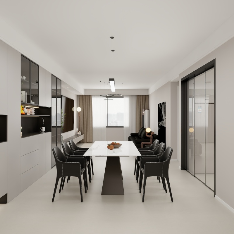 Modern White-Black Dining Room with Elegant Details