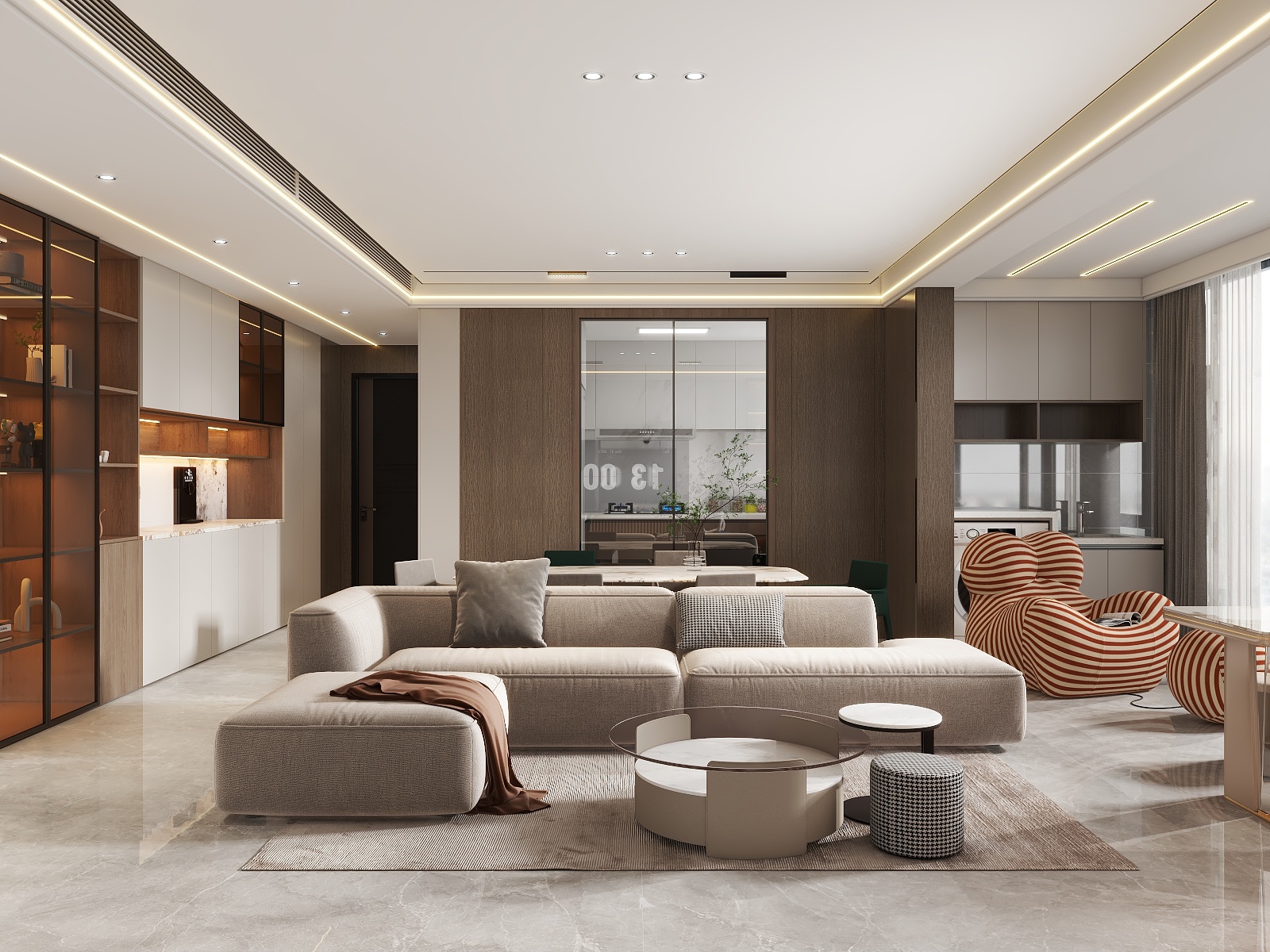 吴爽-136m²现代新中式风格装修效果图