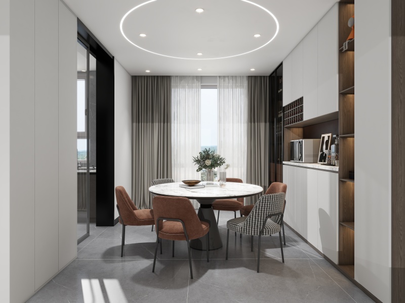 Modern Gray Dining Room with Elegant Details