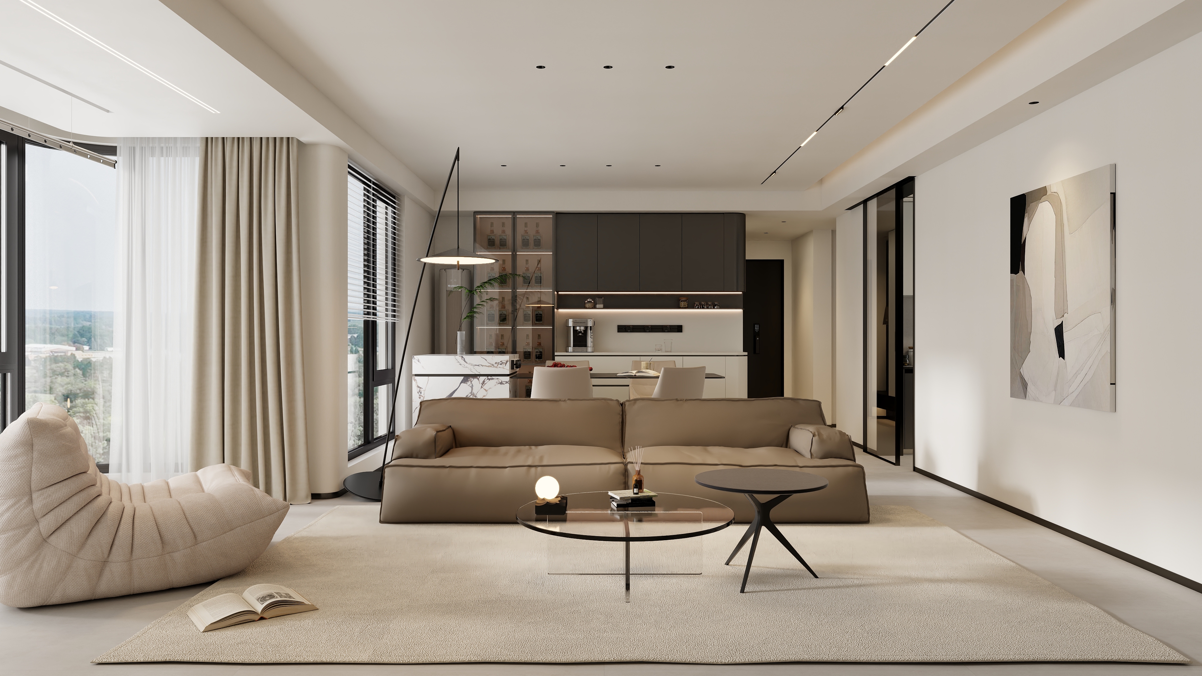 清晨空间设计-现代奶油120四室两厅-装修设计方案