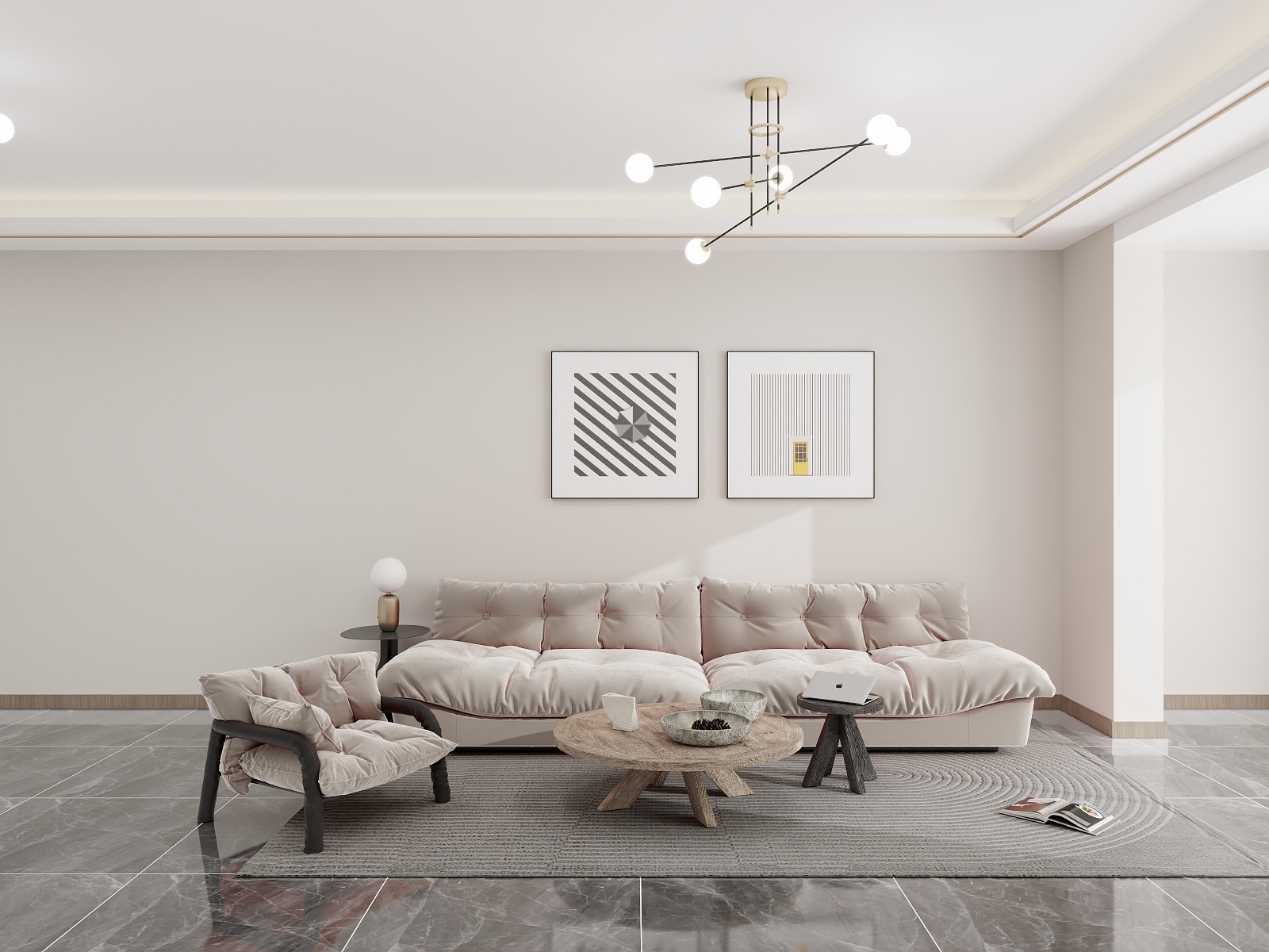 100元设计方案-现代轻奢风格两室设计装修效果图