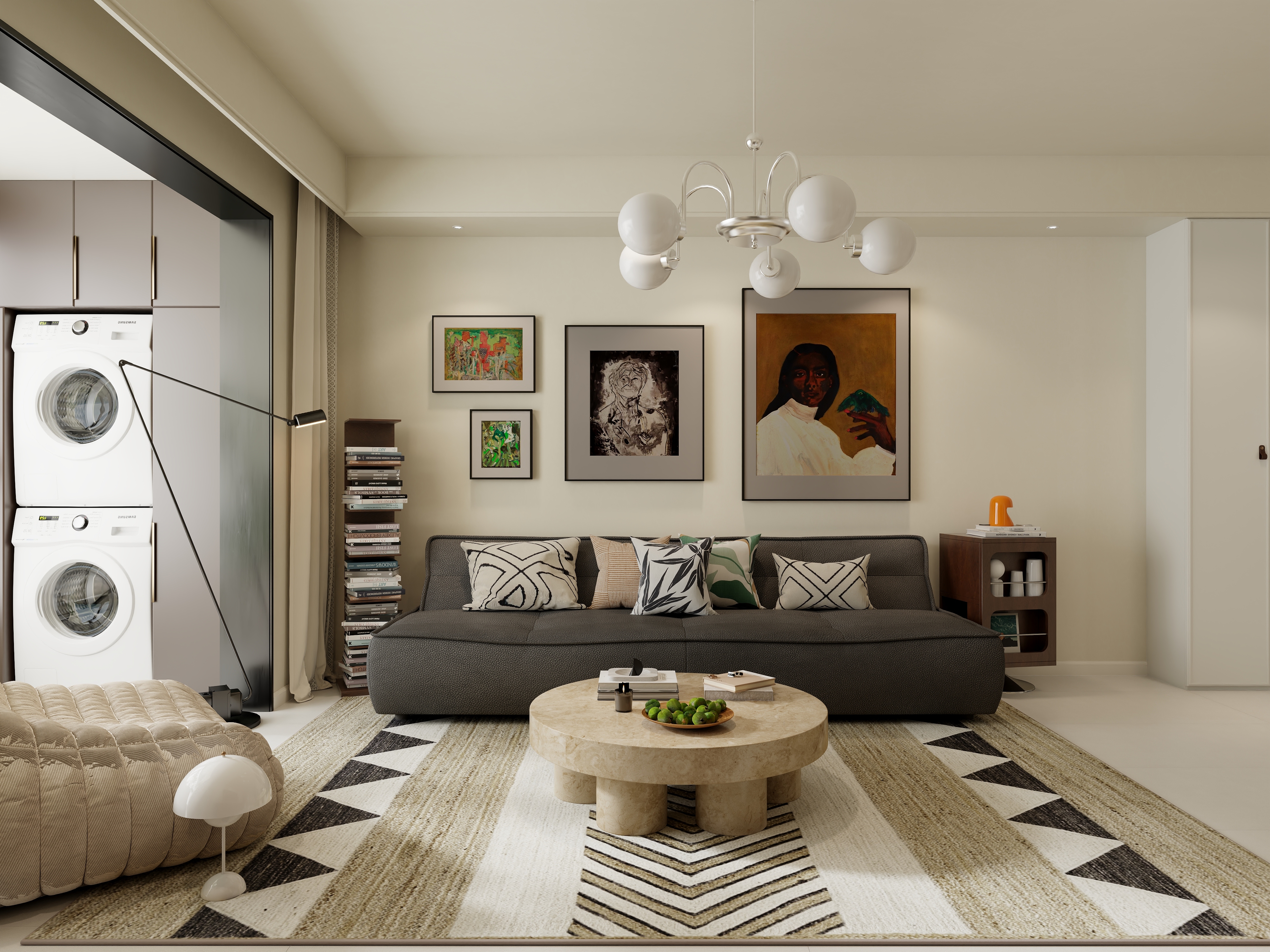 清晨空间设计-现代中古104三室两厅-装修设计方案