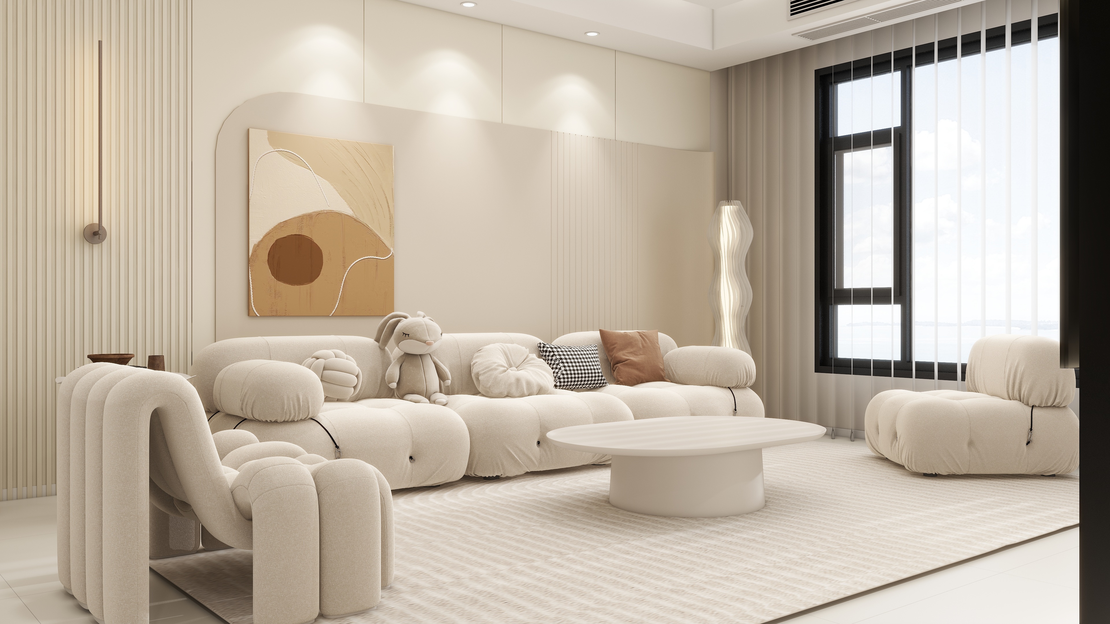 庄育霖-南阳107平奶油风3室装修效果图