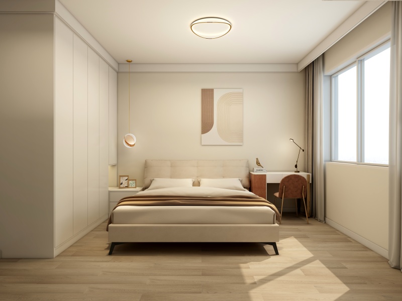 Modern Minimalist Bedroom with Creamy Beige Tones
