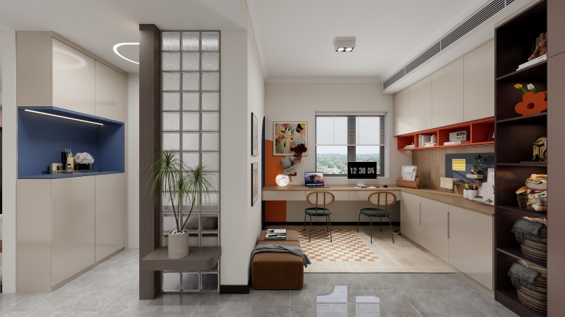 Contemporary Earth-Toned Study Nook
