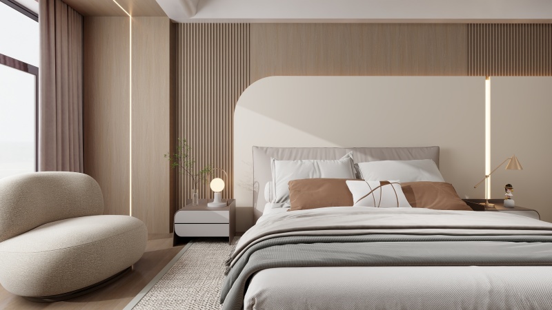 Modern Minimalist Girls Bedroom with Creamy Beige Tones