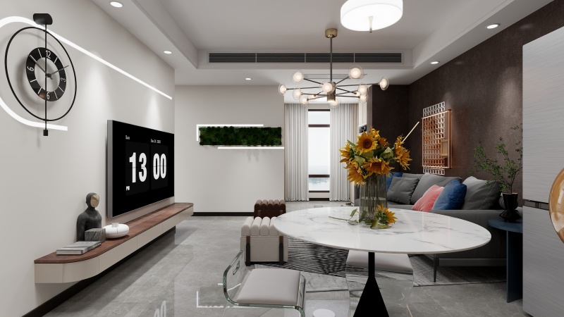 Contemporary Gray Living Room with Artistic Touches