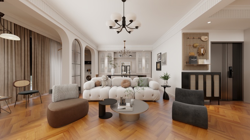 Modern Vintage Living Room with Warm Tones