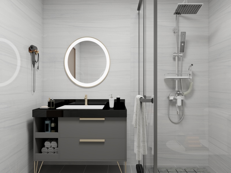 Modern Minimalist Bathroom with Black & White Design
