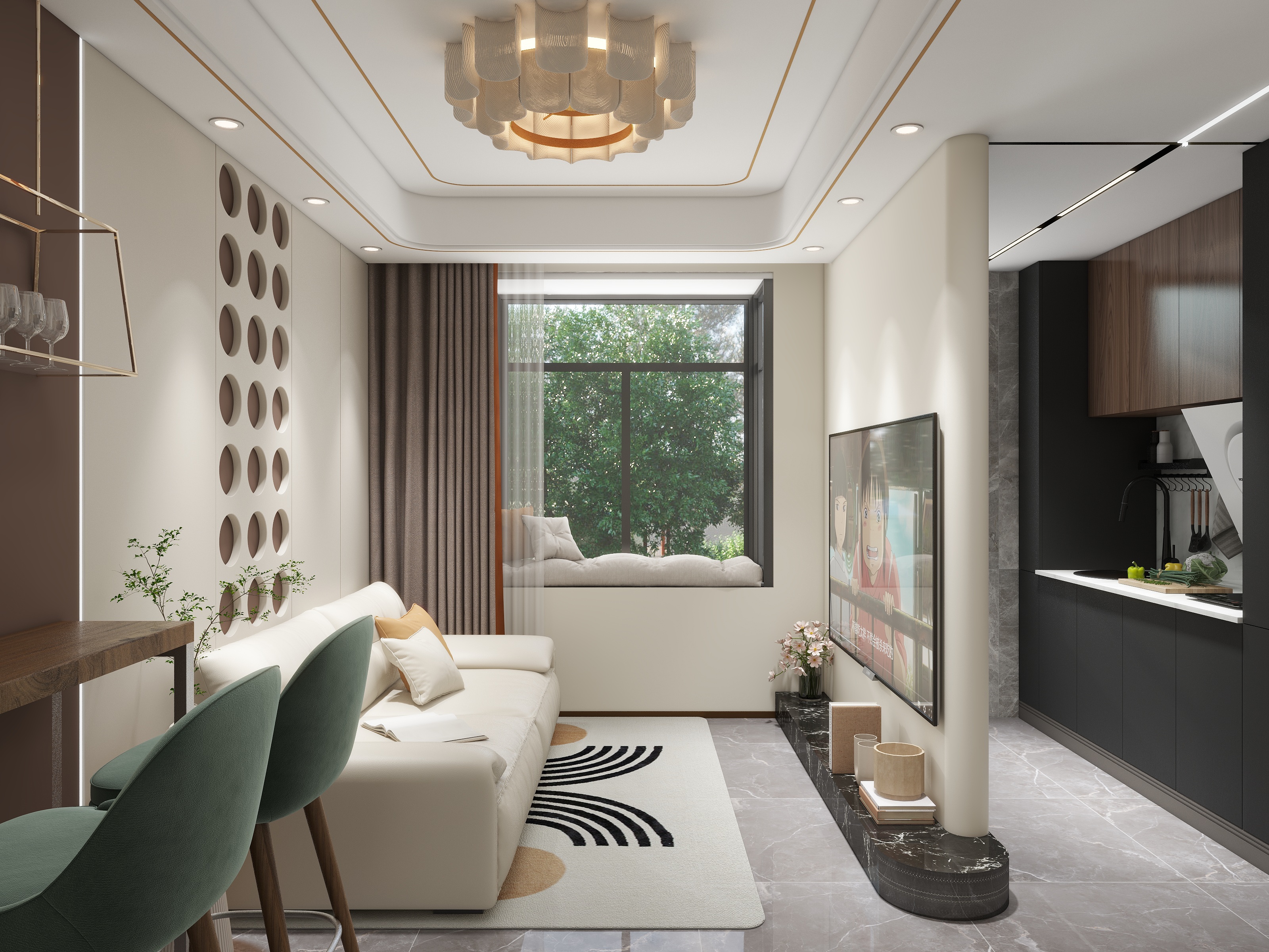 知秋意-酒店公寓一居室-装修设计方案