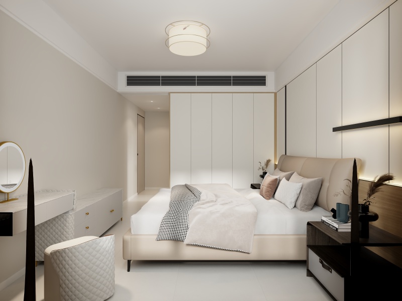 Contemporary Gray & White Bedroom Design