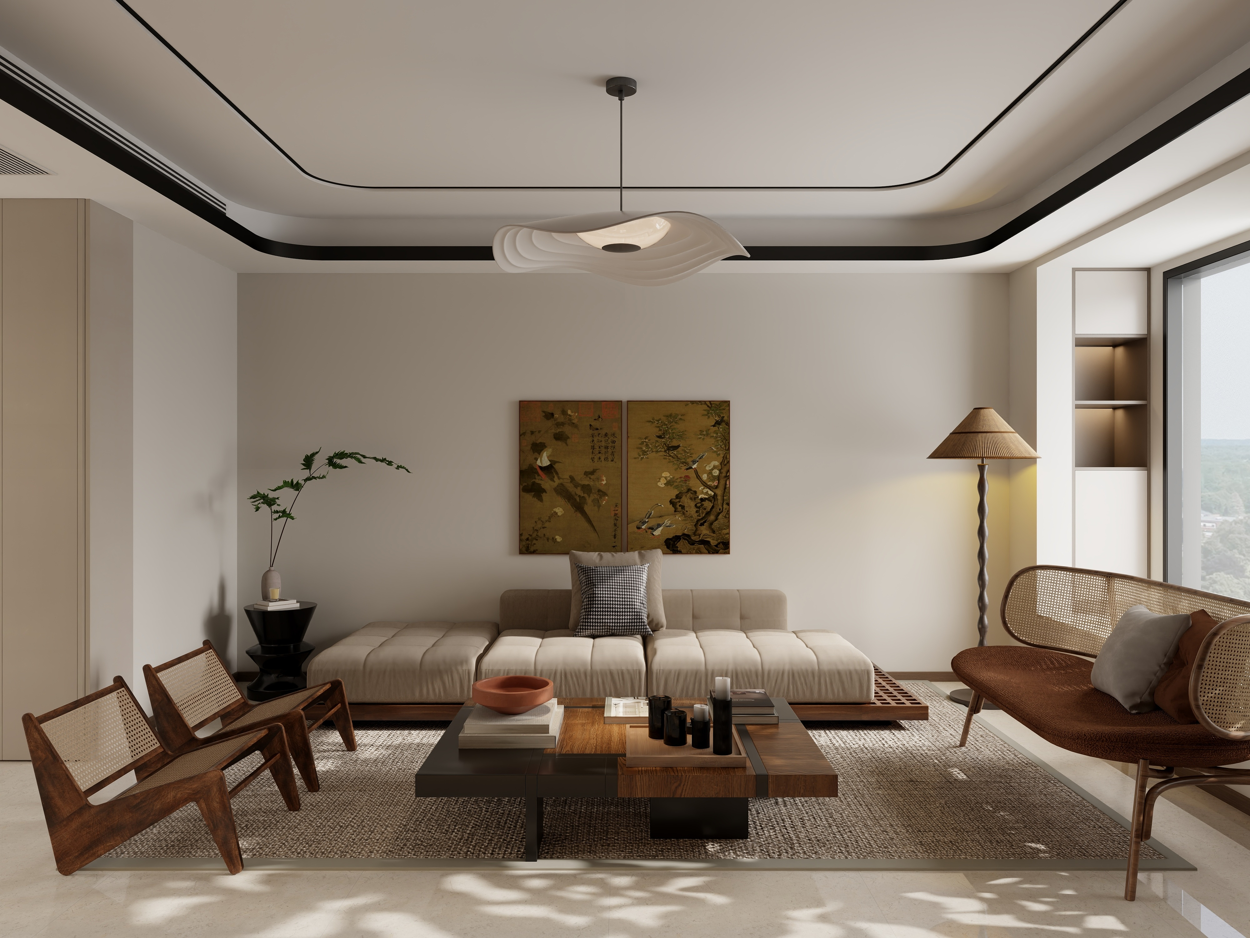 叁柒贰拾柒-小区房117㎡3室装修效果图