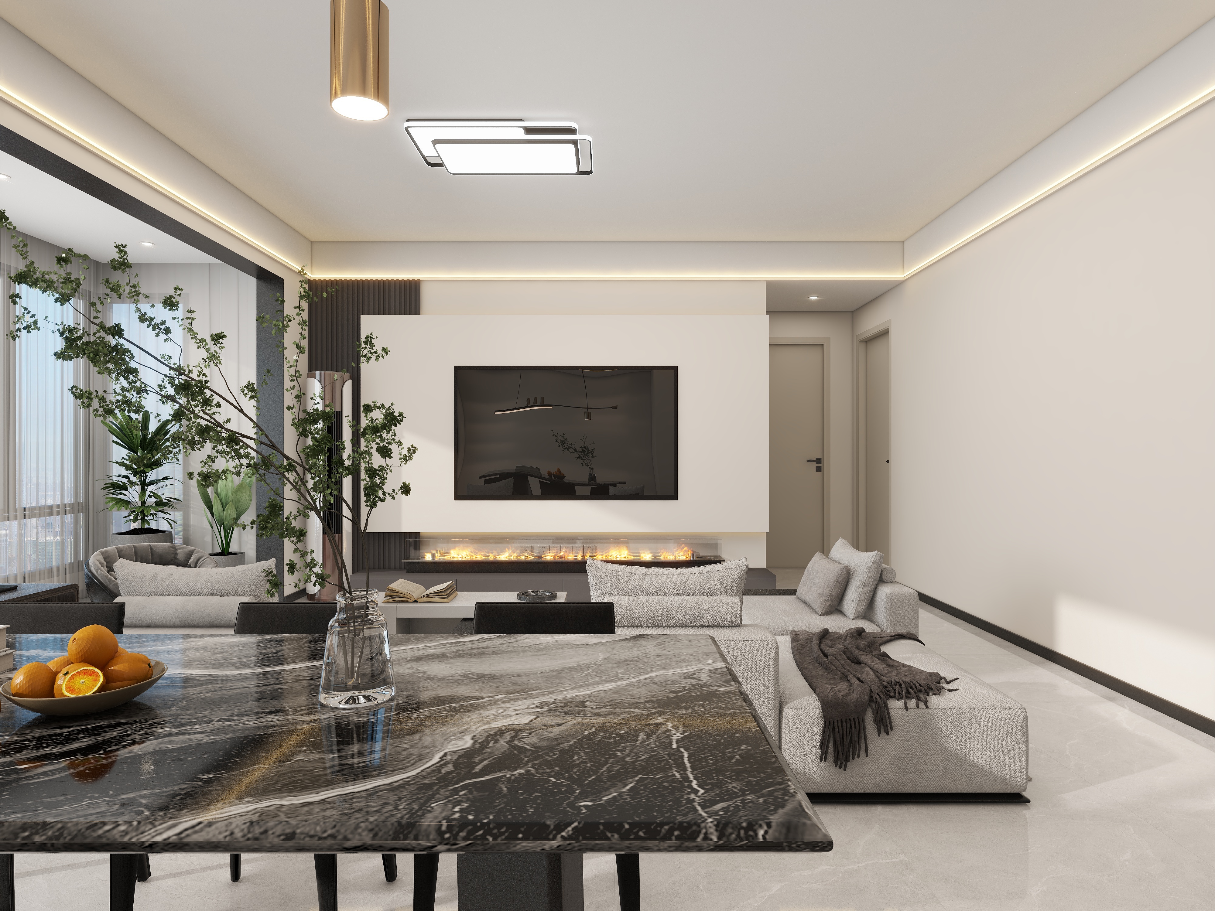 启航设计工作室-108平三室黑白灰风格-装修设计方案