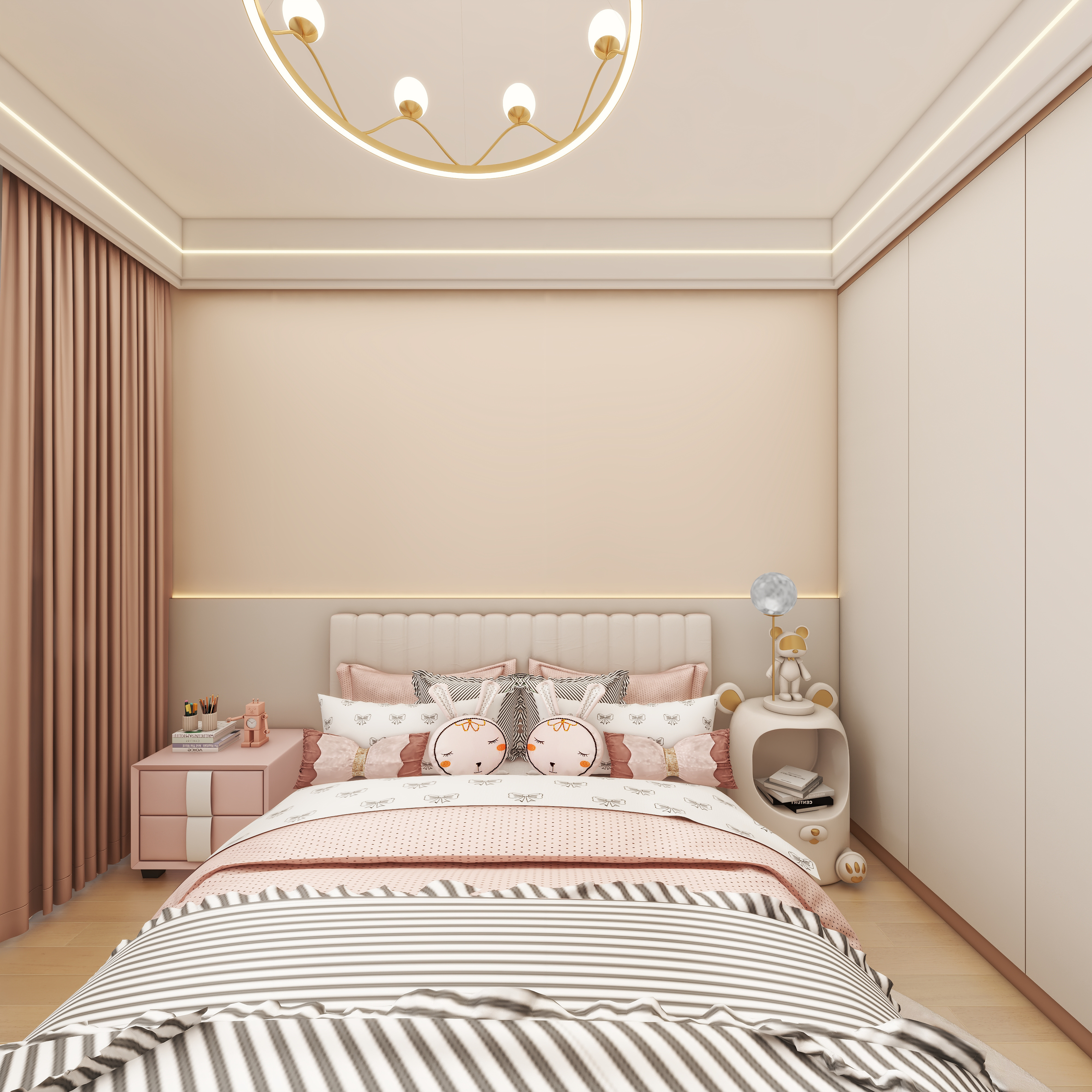 壹诺设计工作室-112㎡3室-原木风 一层次卧装修效果图第4张