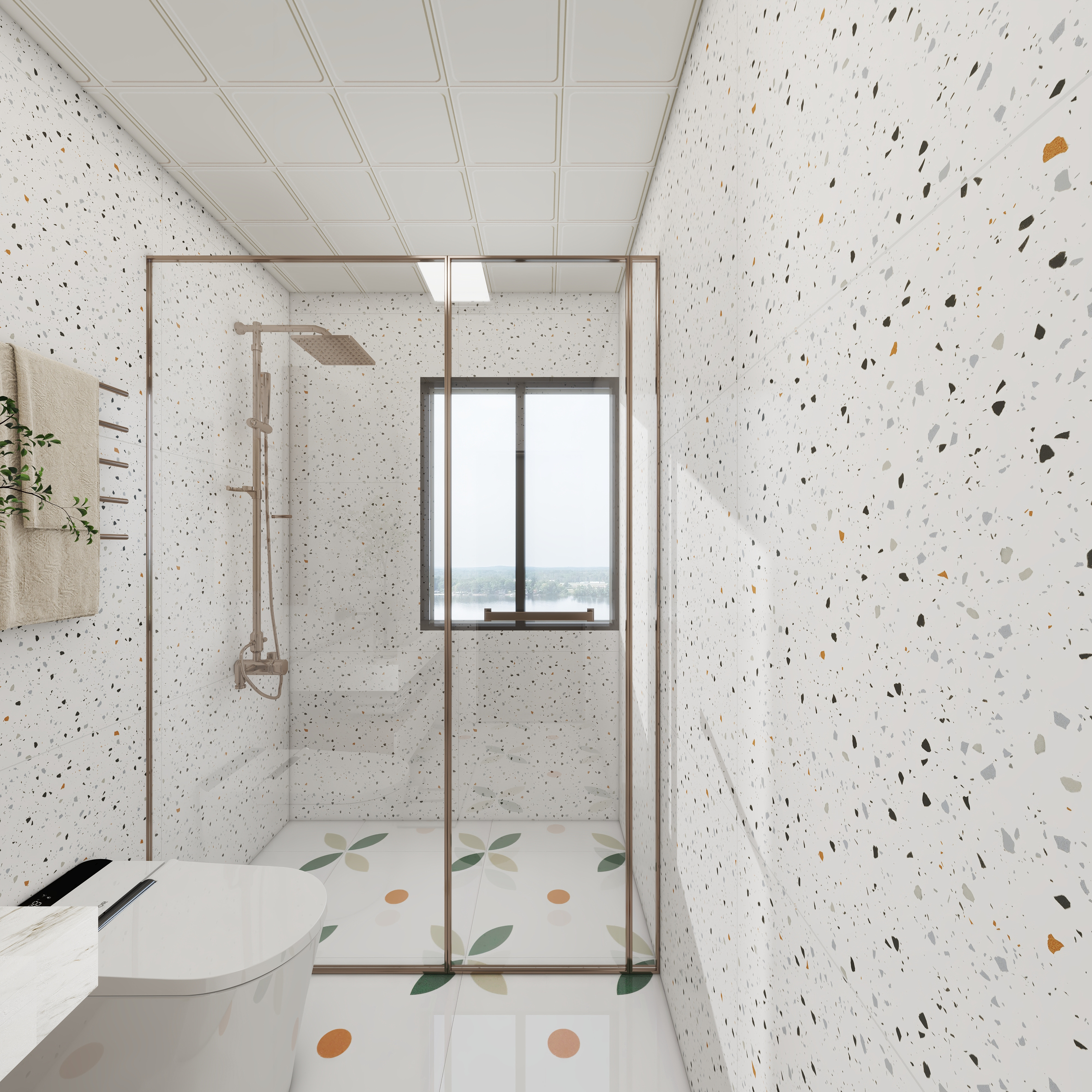 壹诺设计工作室-112㎡3室-原木风 一层卫生间装修效果图第3张