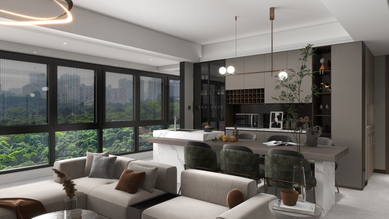 Modern Gray Dining Room with Elegant Details