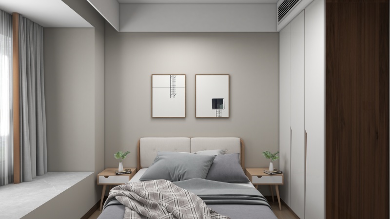 Modern Minimalist Girls Bedroom with Grey Tones