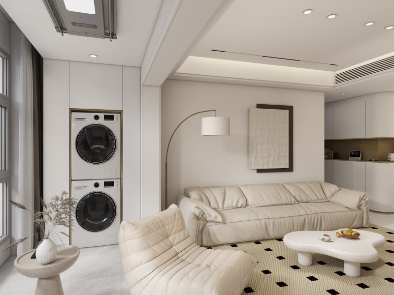 Modern Minimalist Creamy Living Room
