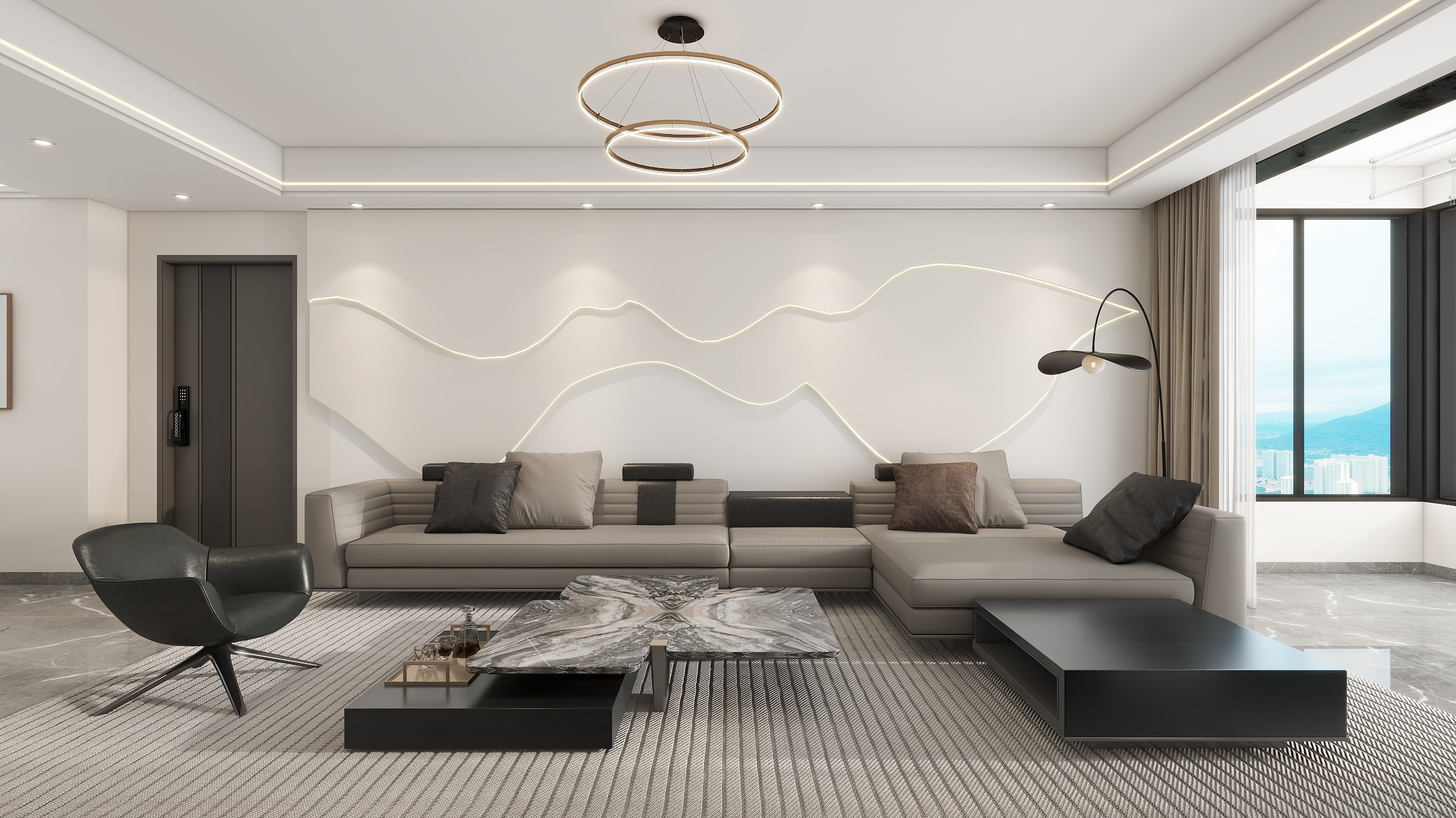 李青越-现代风格72方一居室装修效果图