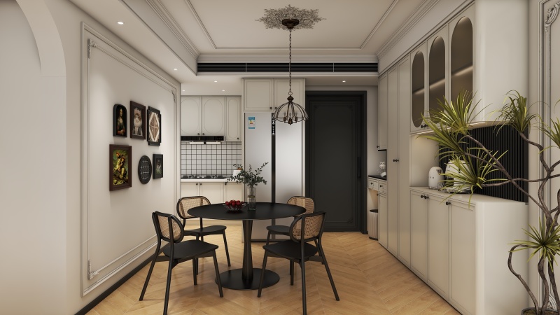 Modern Minimalist Dining Room with Black & White