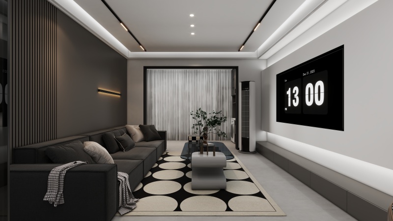 Contemporary Black & White Living Room Elegance