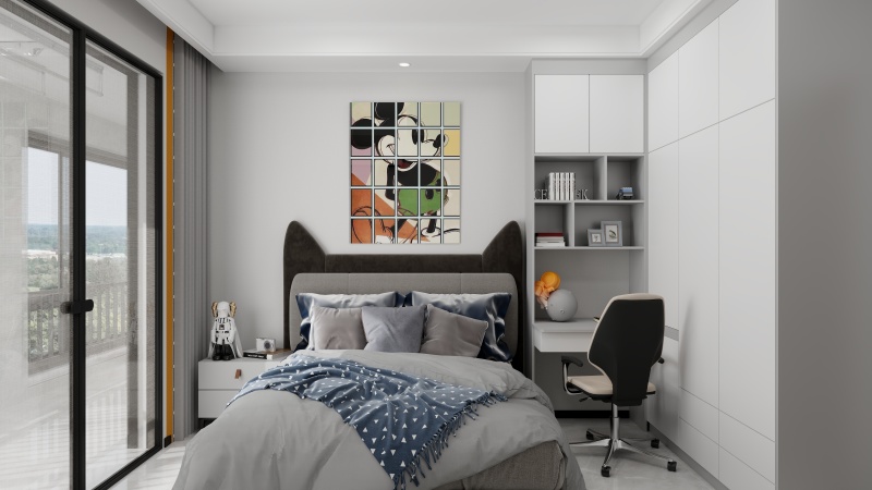 Contemporary Kids' Room with Gray & White Tone