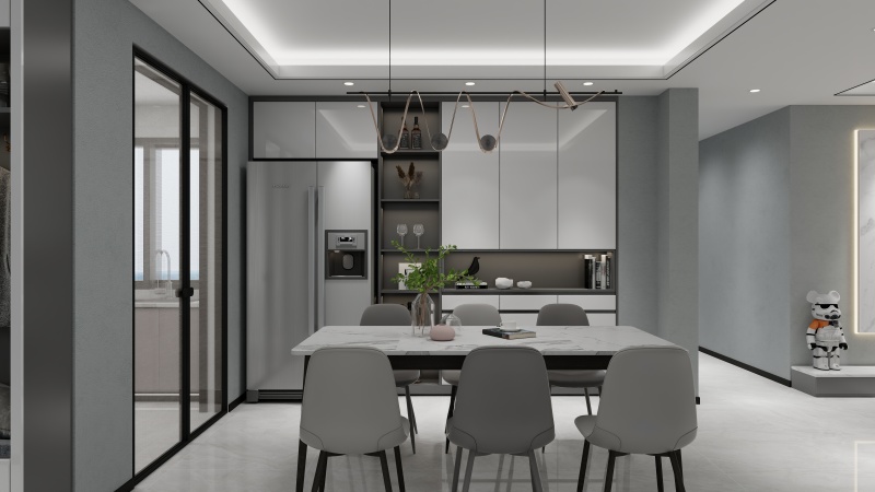 Modern Gray Dining Kitchen Fusion