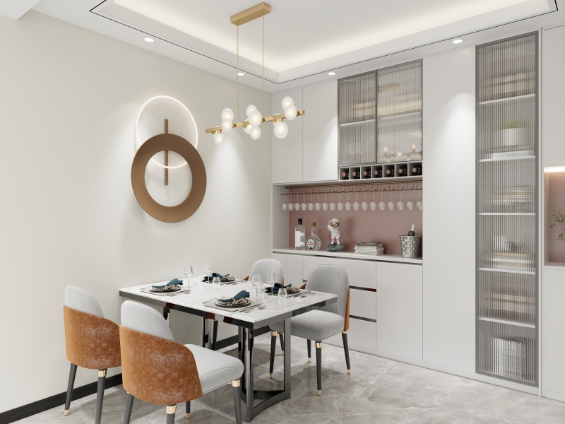 Modern White Dining Room with Chic Details