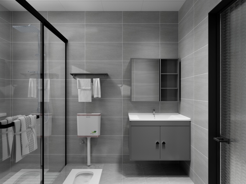 Modern Gray Bathroom with Practical Design