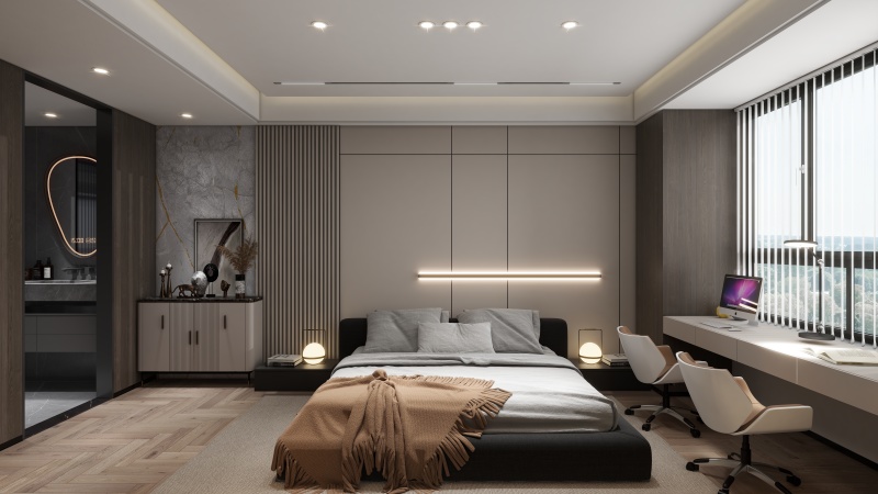 Modern Gray Bedroom with Elegant Design