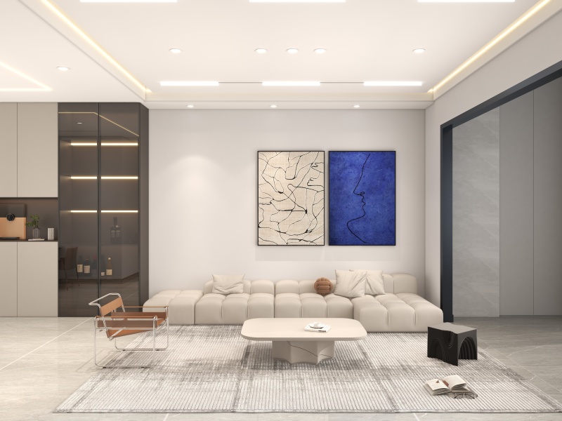 Contemporary Gray Beige Living Room Elegance