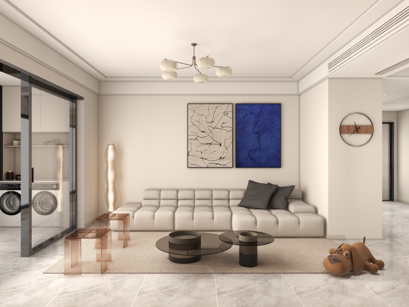 Modern Minimalist Creamy Living Room