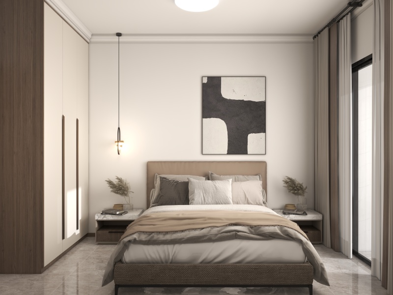 Modern Minimalist Grey & White Bedroom