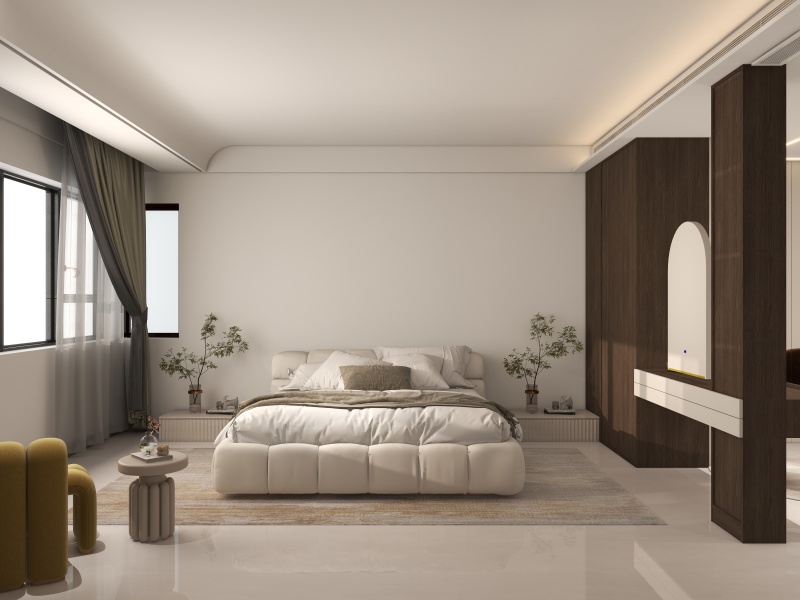 Modern Minimalist Bedroom with Gray Tone