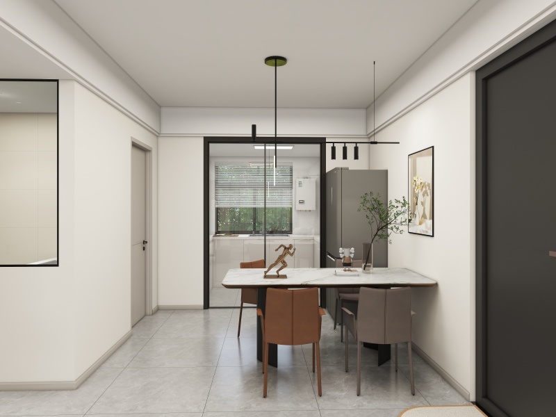 Modern Minimalist Dining Room with White & Gray
