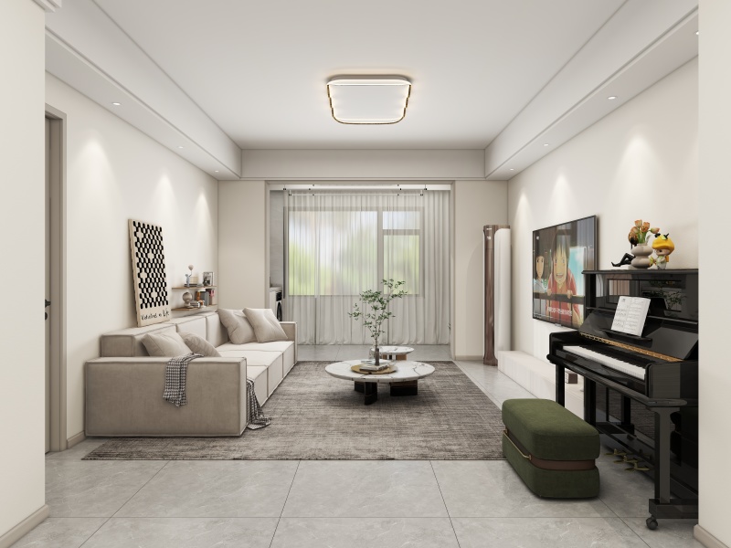 Scandinavian Minimalist Living Room with Beige Touches