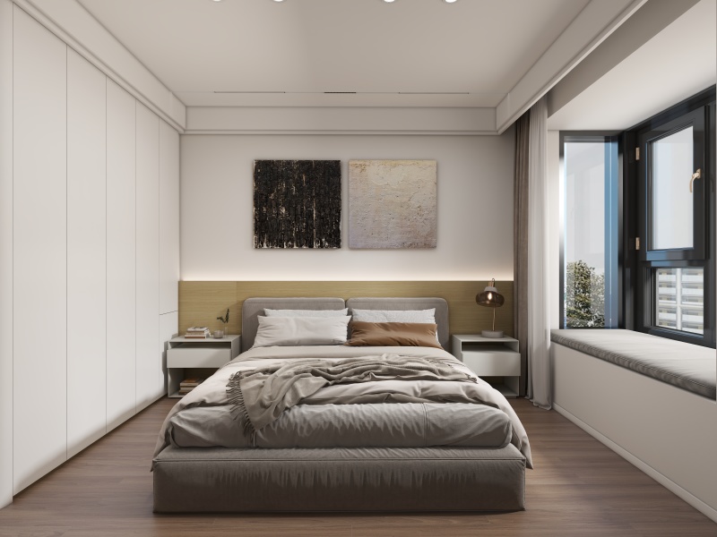 Modern Gray Bedroom with Simple Elegance